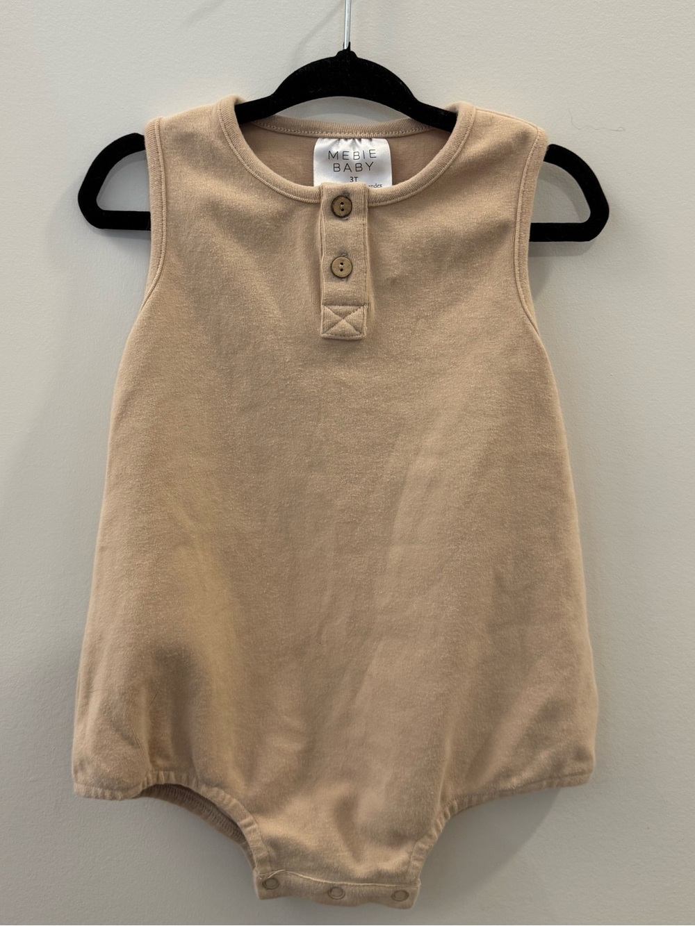 Mebie Baby beige sleeveless bubble romper